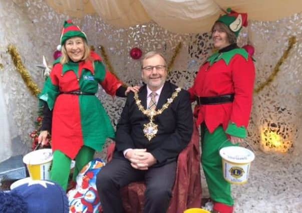 Worthing mayor Sean McDonald with Santa's helpers