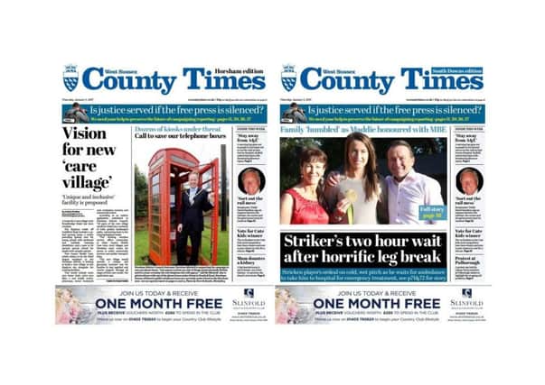 Front pages of the West Sussex County Times (Thursday January 5 edition)