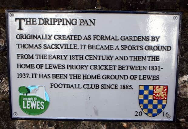 The plaque to mark the Dripping Pan, on Mountfield Road