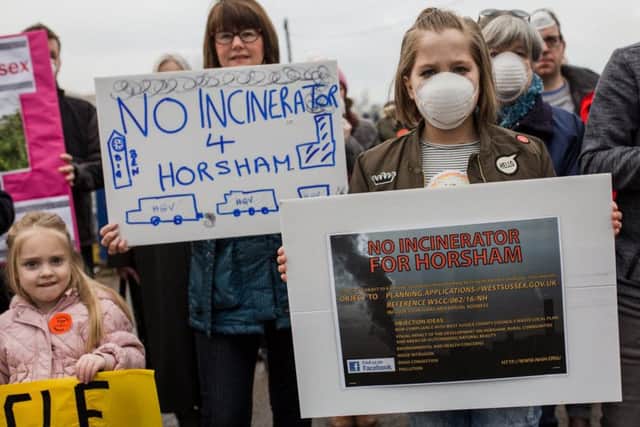 Dozens protest against plans for an incinerator in Horsham.