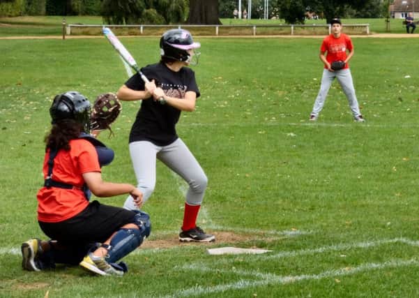 Junior softball action at Chichester