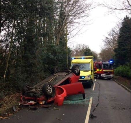 Car accident on Powdermill Lane in Battle. Picture supplied by Battle Fire Station SUS-171001-170221001