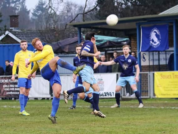 Action from Eastbourne Town v Crowoborough. Picture by Joe Knight