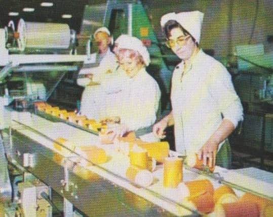 Staff at work on the Arctic roll production line