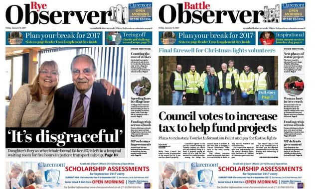 Front pages of the Rye Observer and Battle Observer, 13-01-17 SUS-170113-120138001