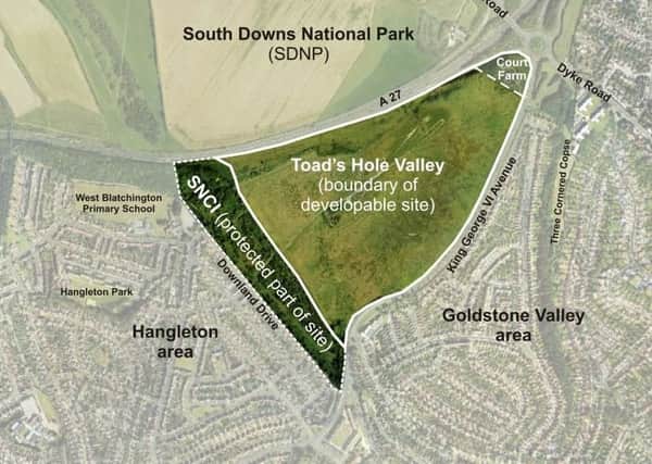 A map showing the Toad's Hole Valley site from Brighton and Hove City Council's Supplementary Planning Document