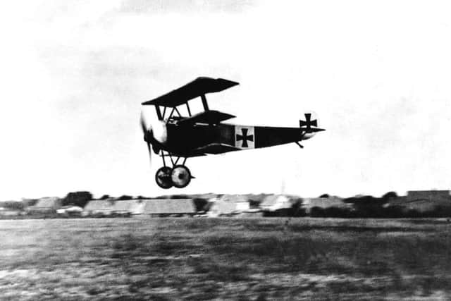 Baron Manfred von Richthofen pictured here landing his Fokker Dr.I triplane after a patrol