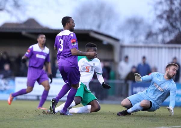 Elijah Adebayo latches on to Harvey Whyte's pass to equalise / Picture by Tim Hale