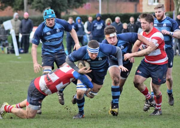 Aaron Davies on the charge for Chichester against Dorking / Picture by Michael Clayden