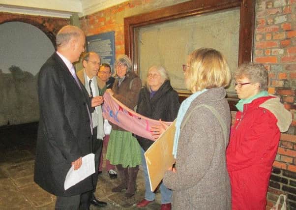 Green party members meeting Transport Secretary Chris Grayling in Chichester in December