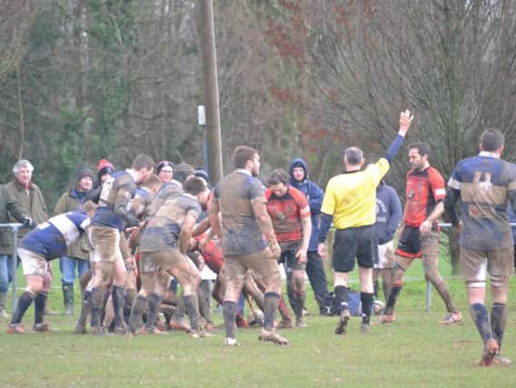 Conditions were tough for both sides but Heath kept their discipline to win 34-10 at Whitemans Green. Pictures courtesy of Mike Rogers