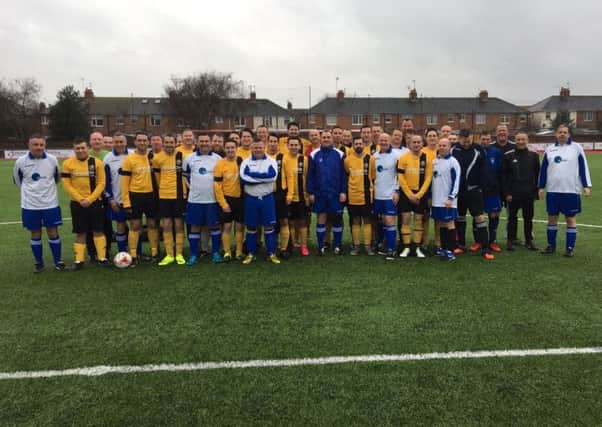 The 1990s team Gullseye Football Club and AFC Broadwater ahead of the charity match