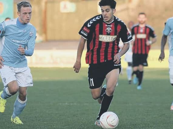 Yasin Ben El-Mhanni in action for Lewes against Hampton and Richmond last year. Picture by James Boyes