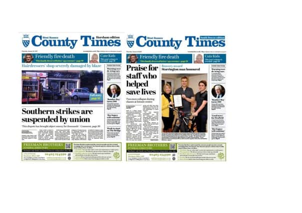 Front pages of the West Sussex County Times (Thursday January 19 edition)