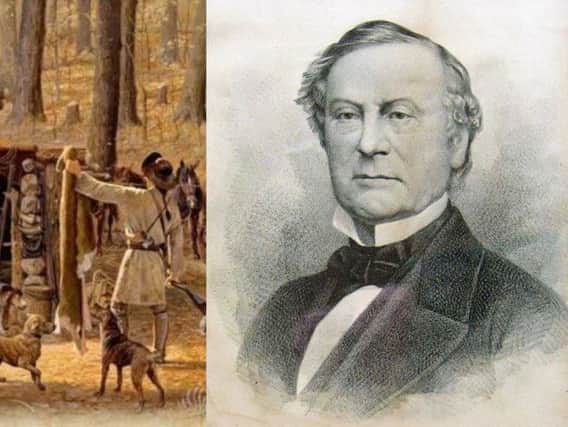 Fur trappers depicted at camp in the Canadian wilderness. Curtis Lampson (above right) was an American who made a fortune as a fur merchant after setting up business in London. He became a British citizen, acquired a large country estate in Sussex and was made a baronet in 1866.