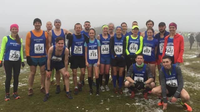 The Hastings Athletic Club contingent at the East Sussex Sunday Cross-Country League meeting at Ashdown Forest. Picture courtesy Terry Skelton