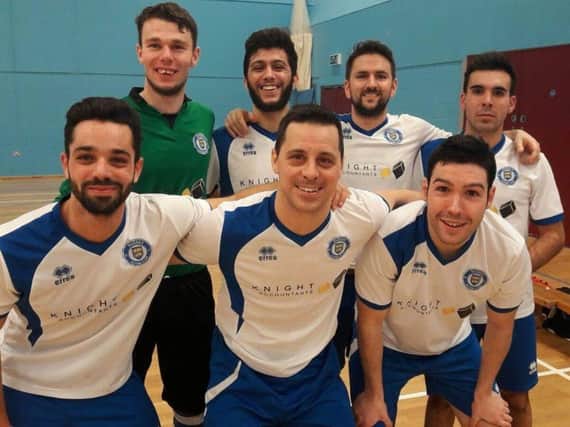 The Sussex Futsal Club team which thrashed Braintree 20-4 in FA National Futsal Super League South Division Two.
