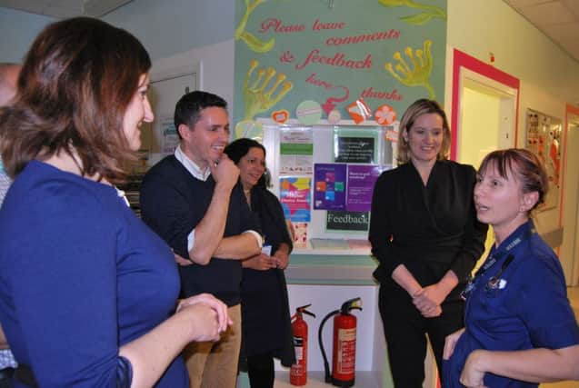 MPs Caroline Ansell, Huw Merriman, and Amber Rudd visiting Conquest Hospital in Hastings (photo submitted). SUS-161123-162131001