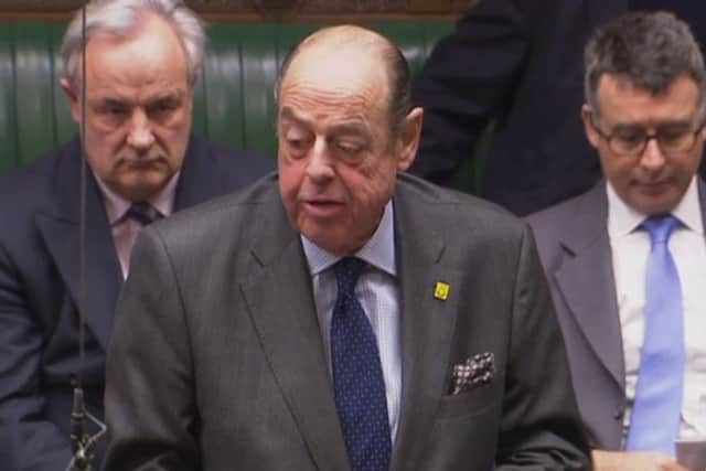 Sir Nicholas Soames, Mid Sussex MP, speaking about Trident in the Commons today (photo from Parliament.tv).