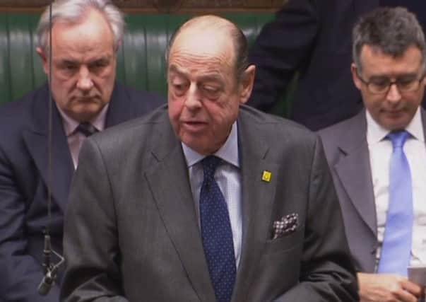 Sir Nicholas Soames, Mid Sussex MP, speaking about Trident in the Commons today (photo from Parliament.tv).