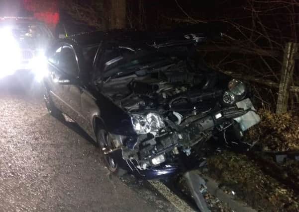 Police were called to a crash along the A264 Copthorne Common Road last night. Photo by Surrey Roads Police.
