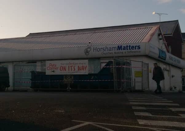 Signs go up outside former Horsham Matters store at the Tanfield Centre.