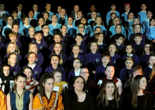 Pupils from Shoreham Beach Primary and Seaside Primary, rear, with senior cast members. Picture: Steve Robards SR1701178