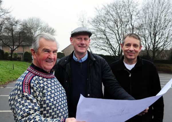 Roger Hanauer, vice chairman Petworth town council, Chris  Kemp, chairman and Michael  Peet, councillor discuss the plans to build a skatepark in Petworth