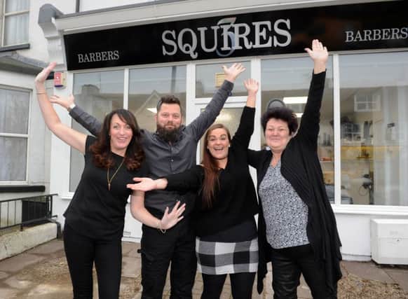 Rachel Gutsell, Arran White, Suzanah Thomas and Theresa Hall outside the new Squires (Photo by Jon Rigby)