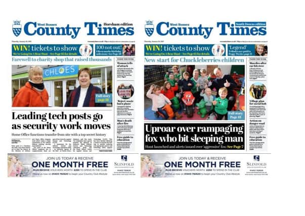 Front pages of the West Sussex County Times (Thursday January 26 edition)