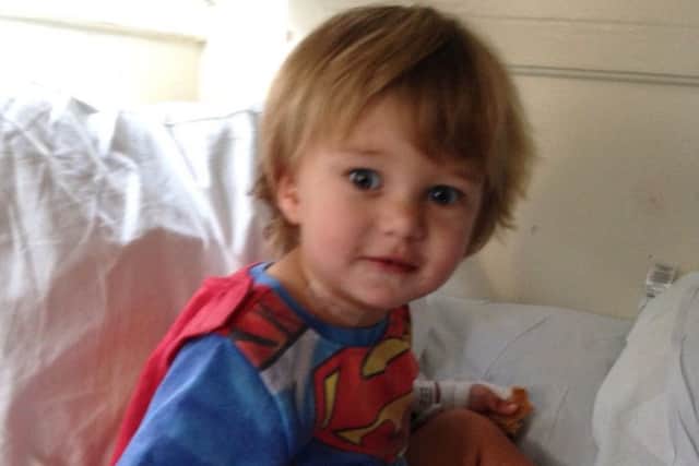 Seb was diagnosed with bladder and prostate cancer at just 18 months old. Picture: CLIC Sargent