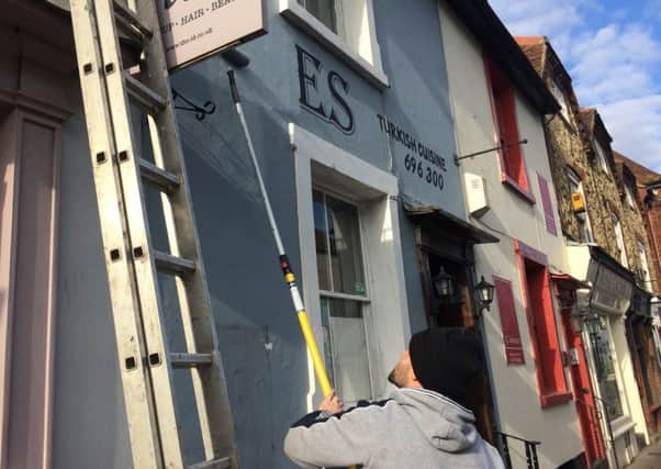 Refurbishment work at Efes on South Street. The Turkish restaurant will reopen as Santorini.