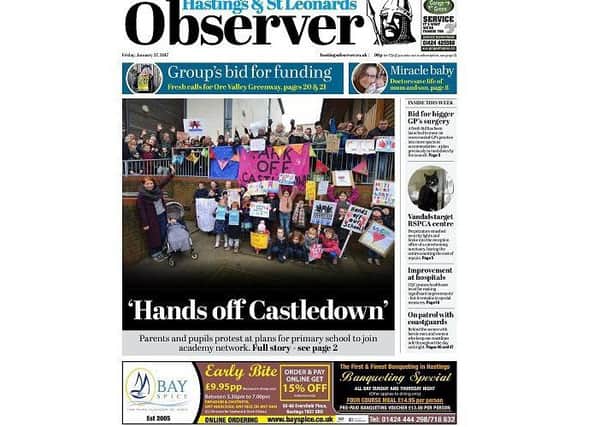 Today's front page of the Hastings Observer