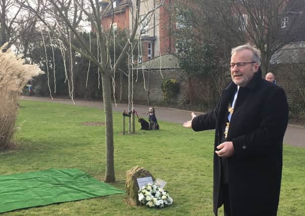 Worthing mayor Sean McDonald at Beach House Park, where he laid a wreath to commemorate Holocaust Memorial Day