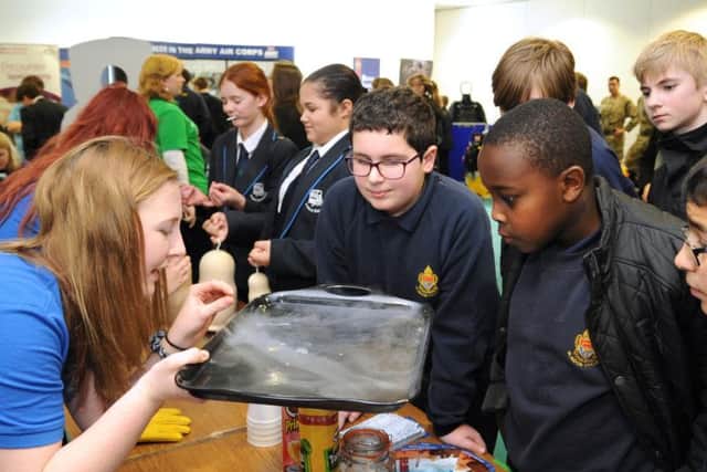 A demonstration of physics at last year's STEMfest