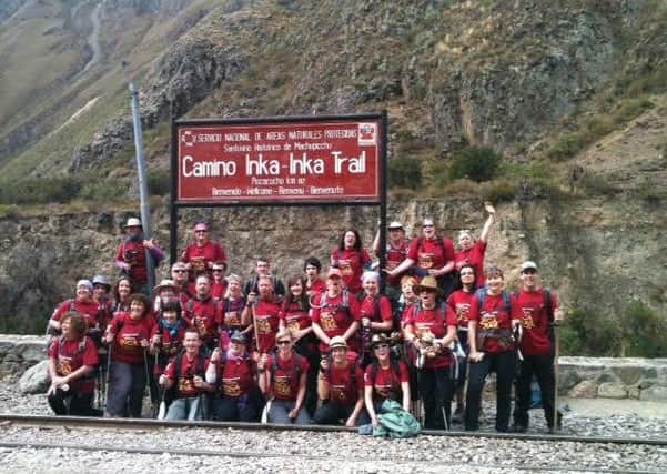 St Barnabas House walkers at the start of the Inca Trek in 2012