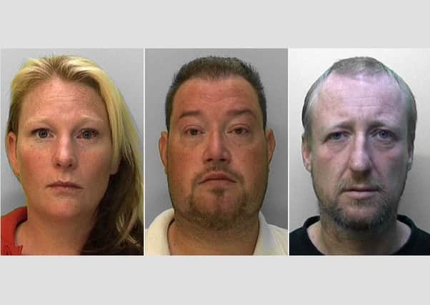 The trio were jailed for a number of sex offences. Left to right: Karen Potter, Neil Oxlade and Daniel McCaw.