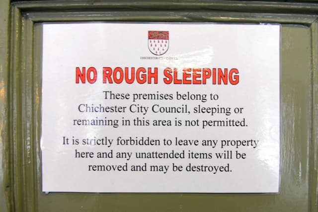 No Rough Sleeper Sign Chichester council defends '˜no rough sleeping' signs