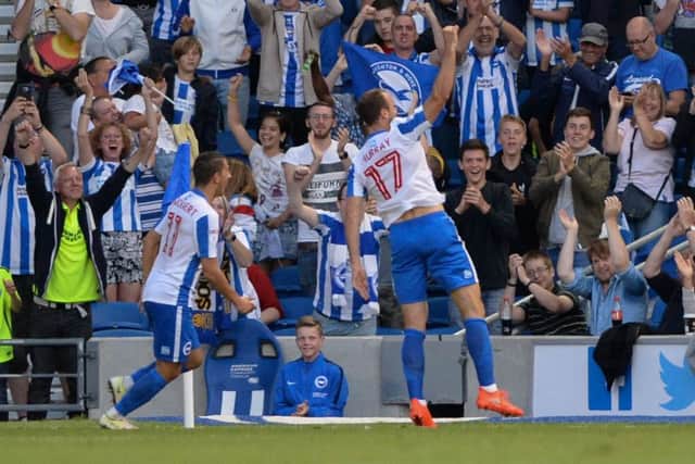 Glenn Murray celebrates a strike against Rotherham. Picture by PW Sporting Photography