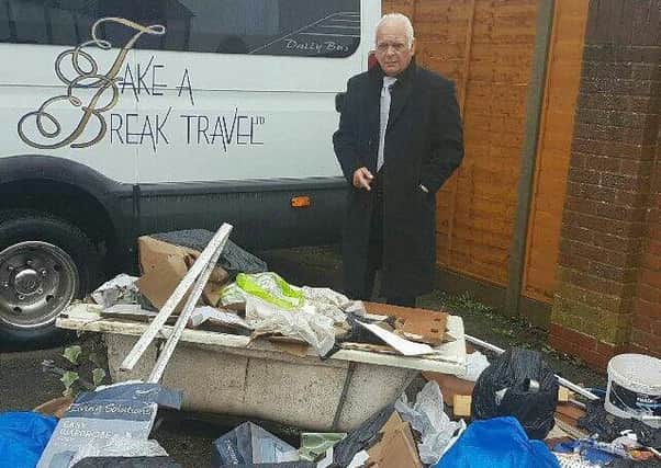 Chris Adams stood by the rubbish that was dumped in Fleet Close SUS-170702-161830001
