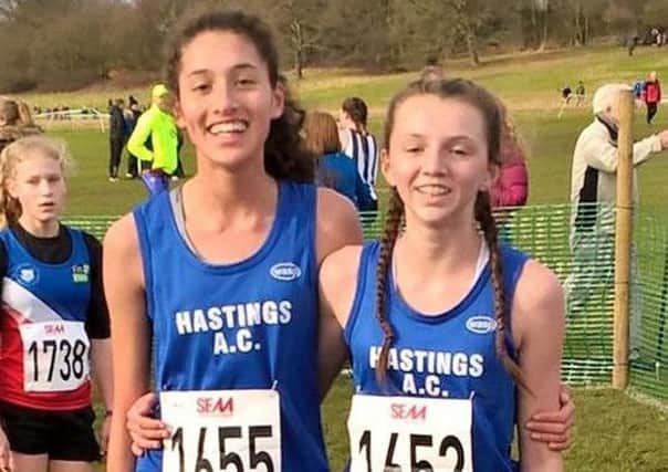 Maya Ramnarine (left) and Evie Clements at the South of England Cross-Country Championships