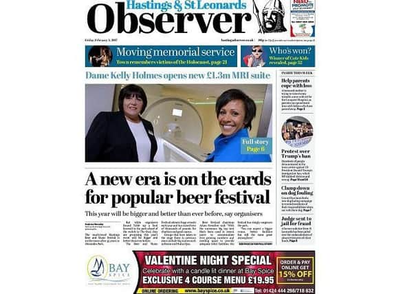 Today's front page of the Hastings Observer