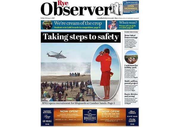 Today's front page of the Rye Observer