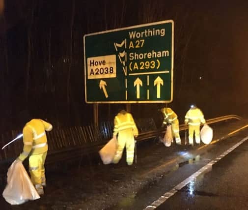 City Clean staff cleaning up the A27 SUS-170302-112835001