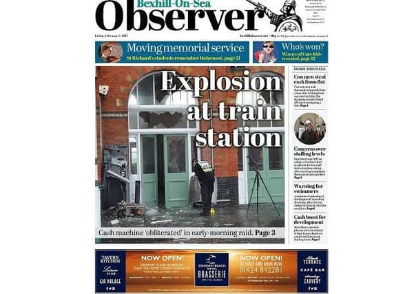 Today's front page of the Bexhill Observer SUS-170302-092759001