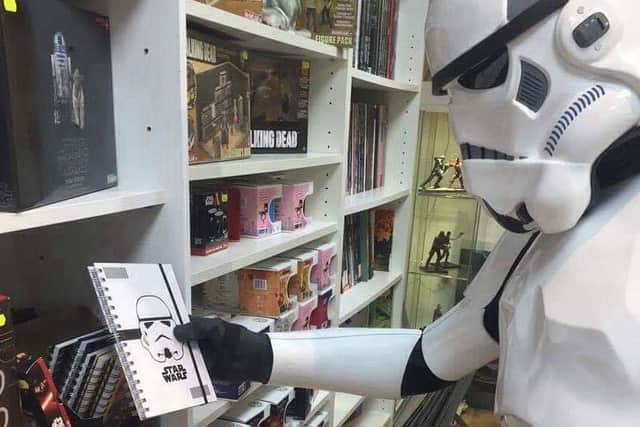 'This is not the book you're looking for'. Stormtroopers invade Gobsmack Comics.