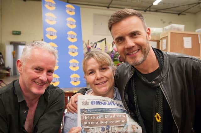 Tim Frith, Vicky and Gary Barlow      Picture by Rachel Poulton