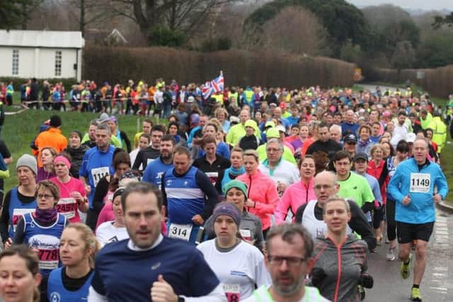 Runners get going on the new-look 10k course on Sunday. Picture: Derek Martin DM1725011
