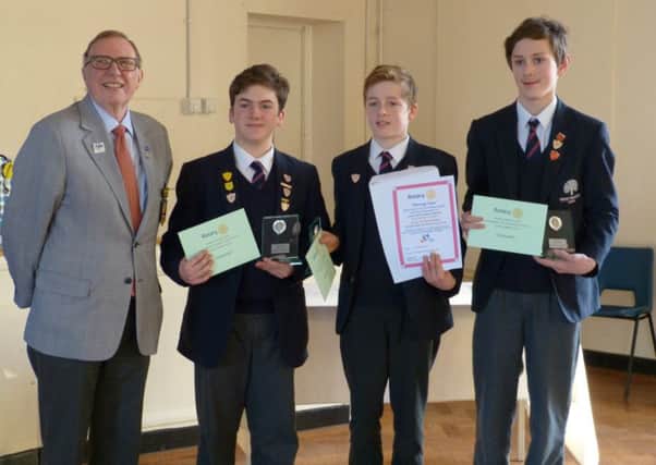 Great Walstead School won the Youth Speaks contest:
Winners - Christopher Gilling-Ulph, Chairperson; Mattie Sutton, Speaker; and Jack Jones, Vote of Thanks