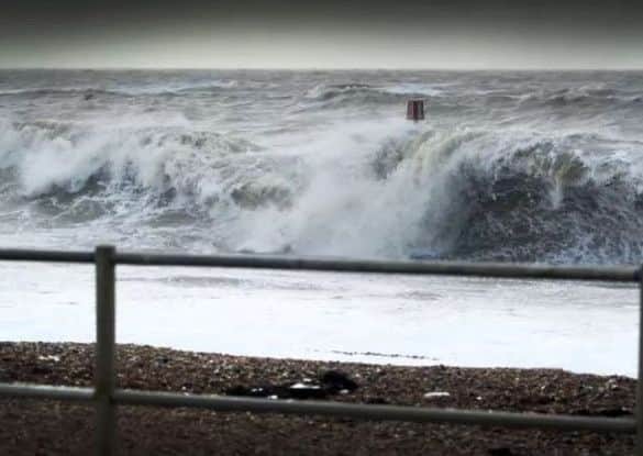 The winds created stormy seas off Bexhill